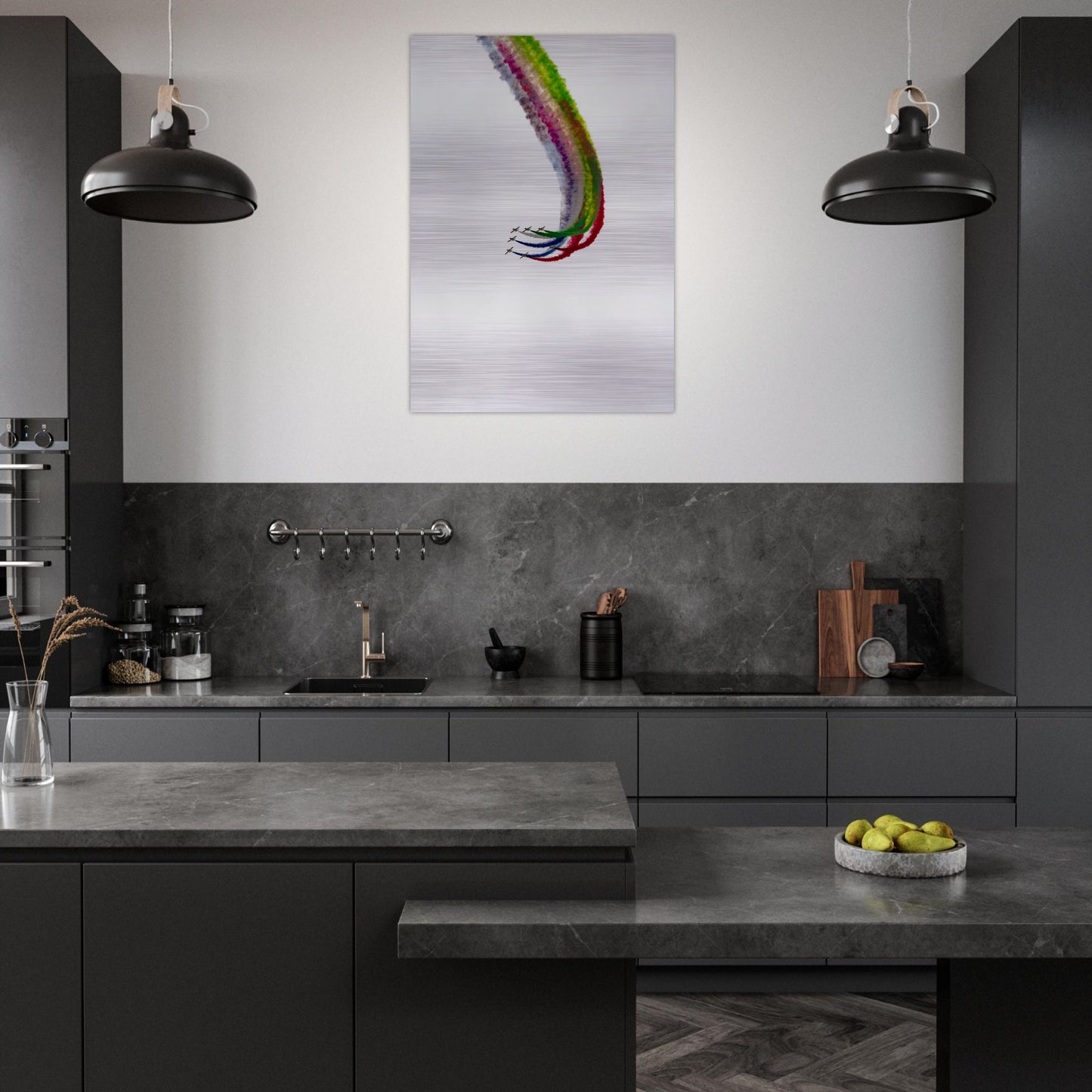 Detailed Aviation Art Print of UAE Al-Fursan on Brushed Aluminum