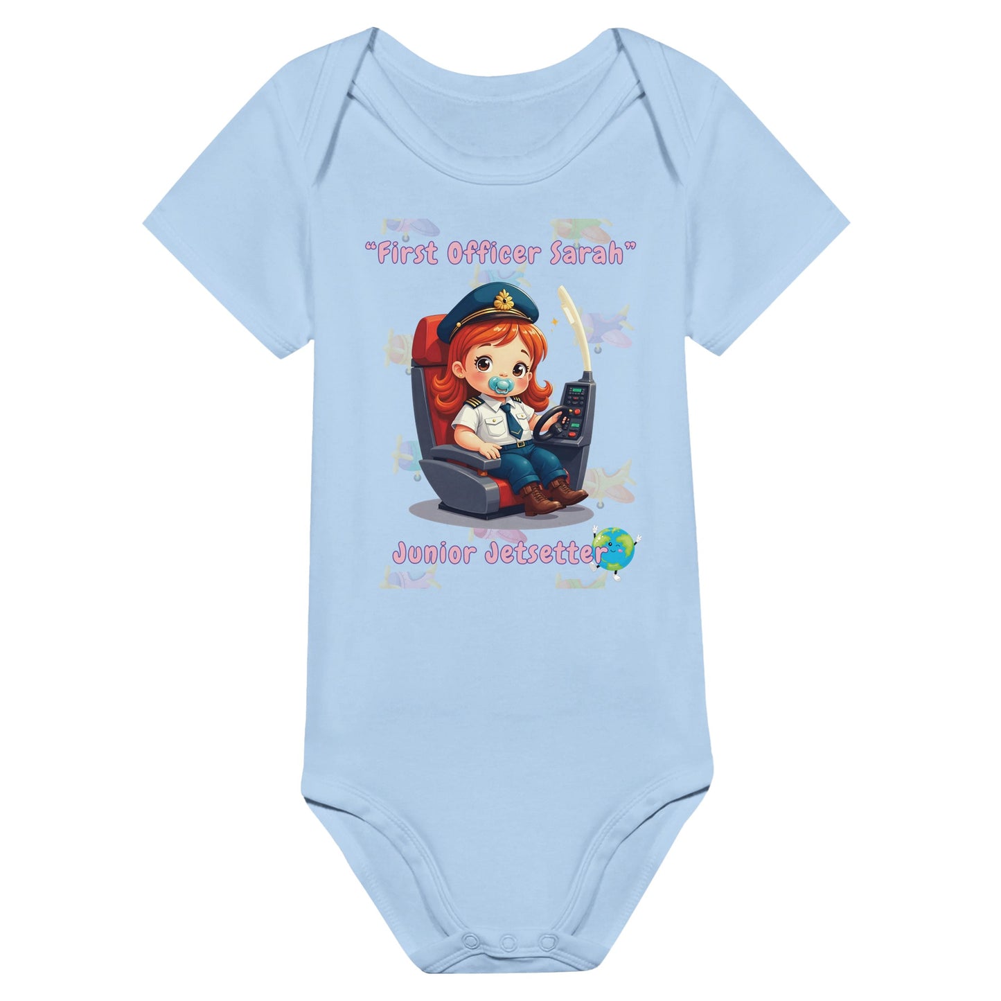 Adorable Baby Girl Bodysuit with Jetsetter Aviation Print