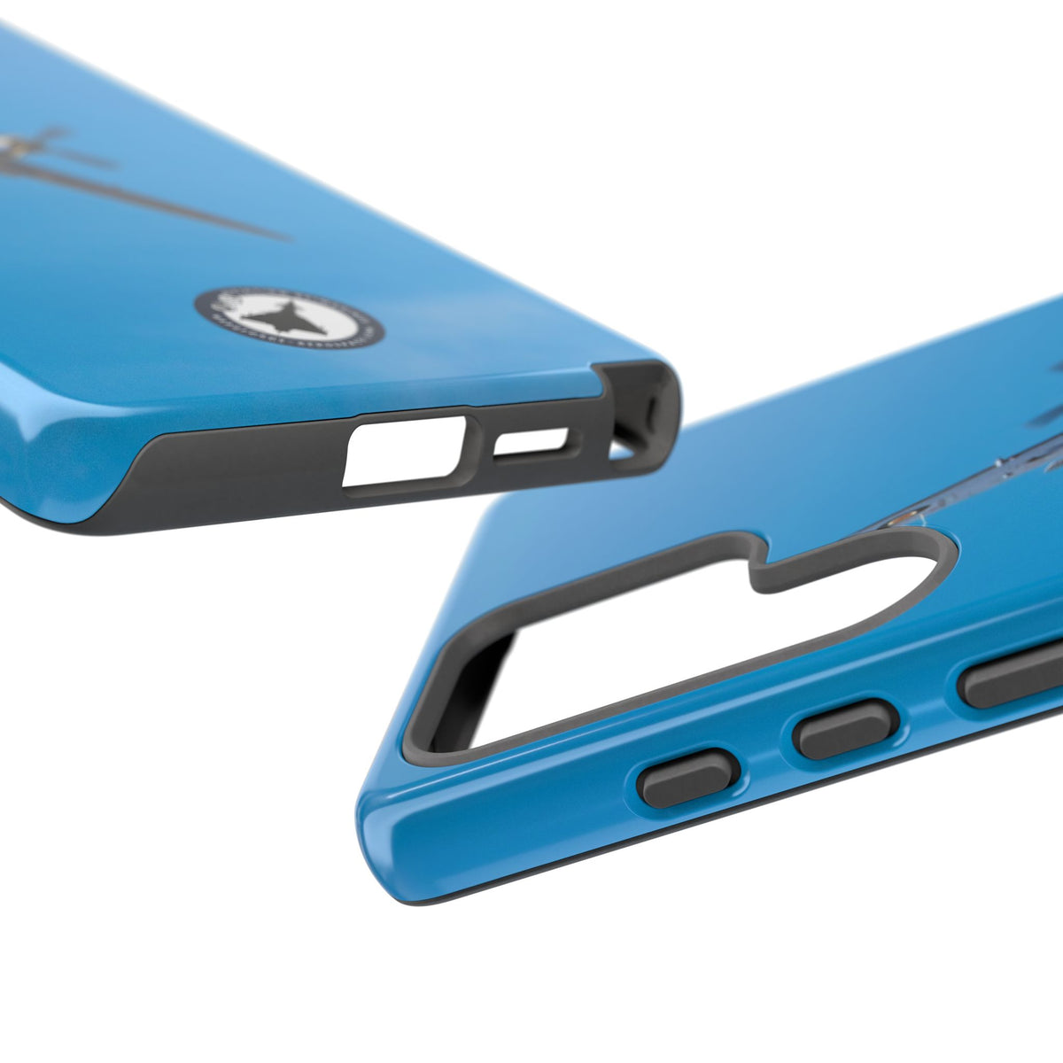 Camouflaged RAF Spitfire banking in a blue sky aviation photo Samsung Galaxy tough phone case – view 47