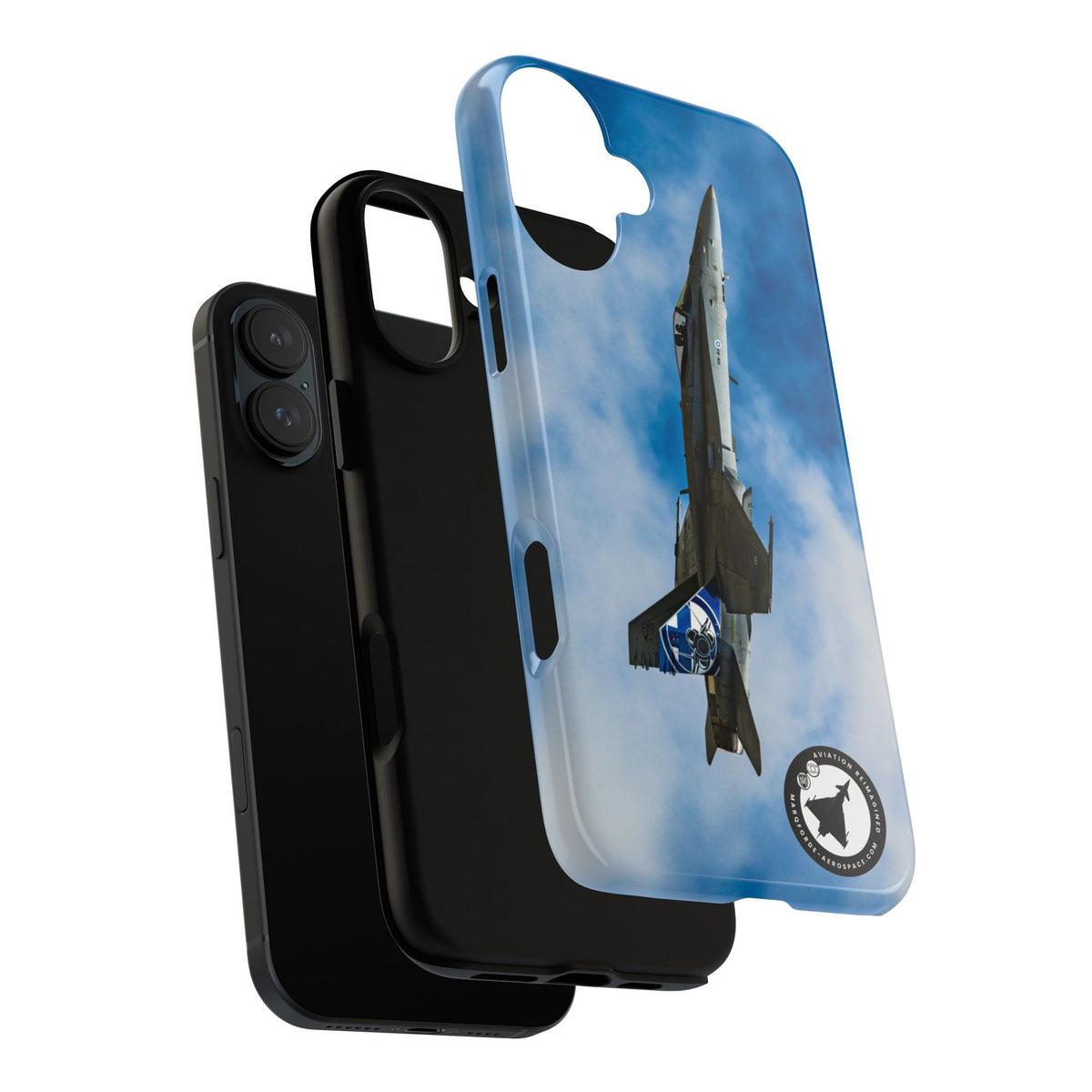 Finnish Hornet climbing with blue and white tail art aviation photo iPhone tough phone case – view 31