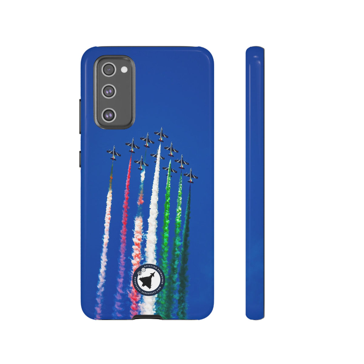 Frecce Tricolori formation trailing tricolour smoke aviation photo Samsung Galaxy tough phone case – view 12