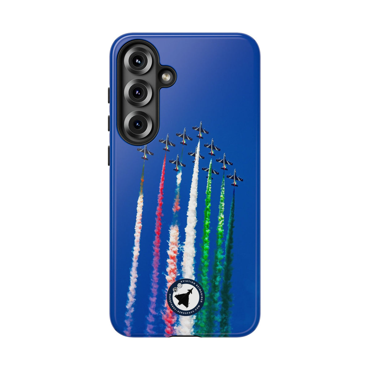 Frecce Tricolori formation trailing tricolour smoke aviation photo Samsung Galaxy tough phone case – view 23