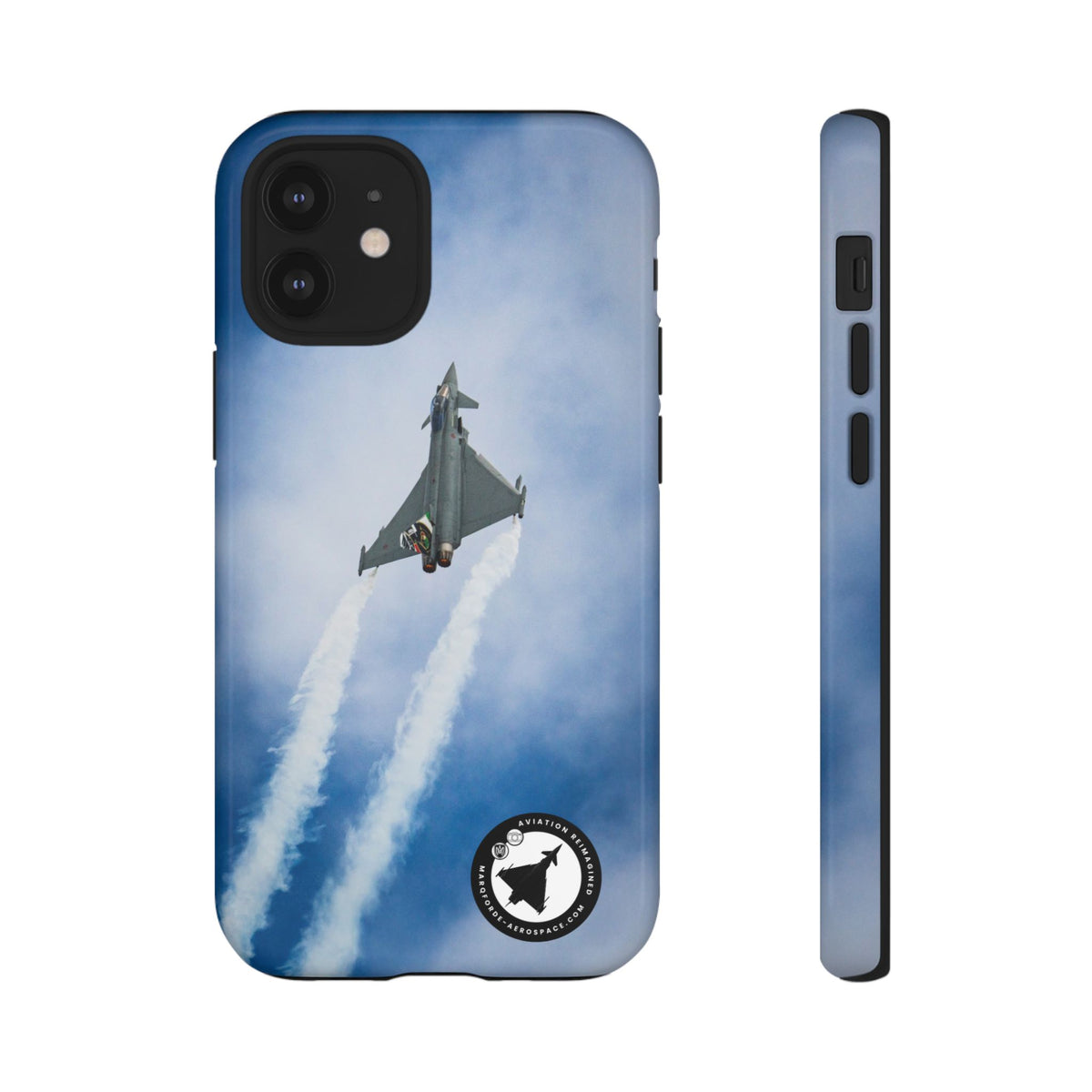 Italian Eurofighter climbing with twin white trails aviation photo iPhone tough phone case – view 5