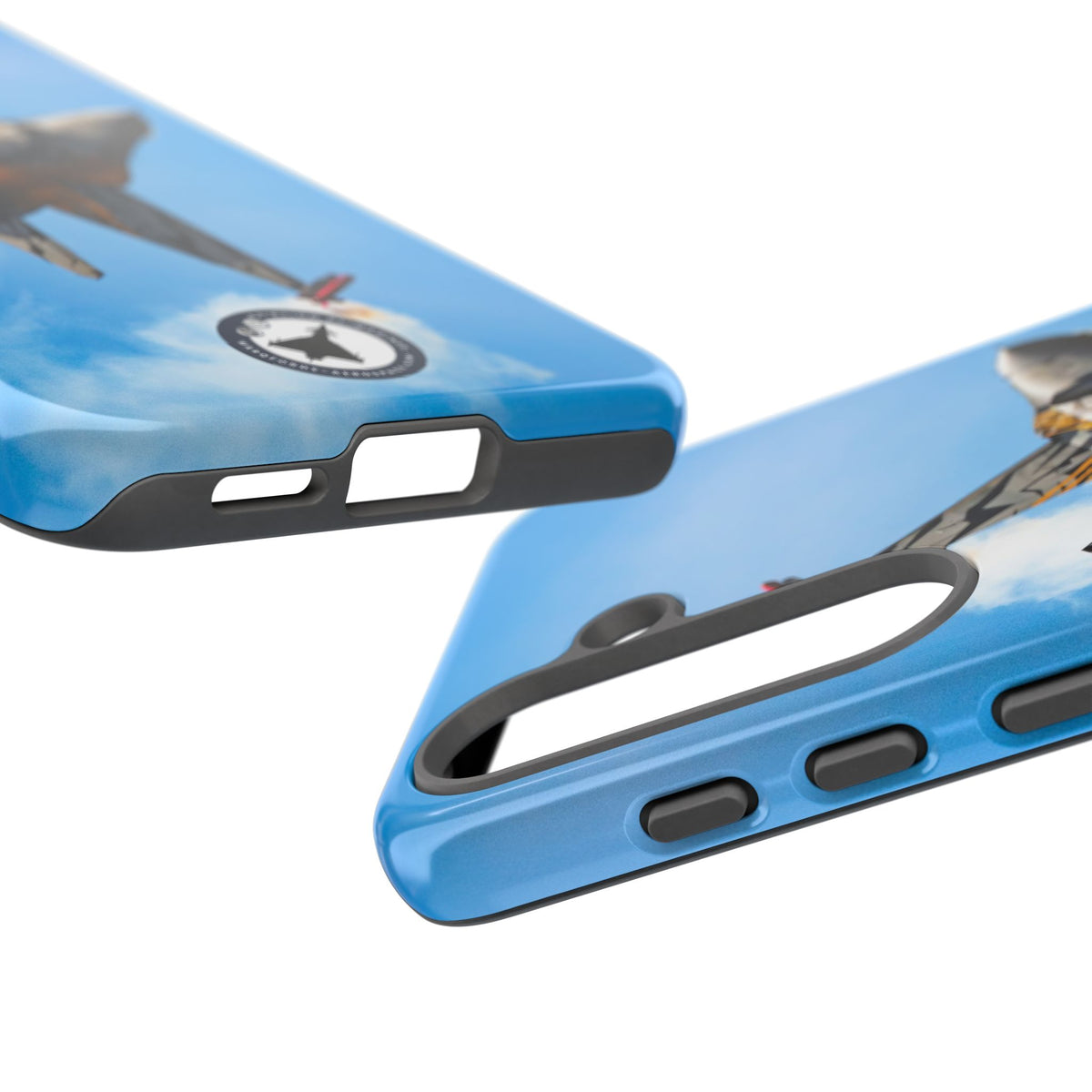 Tiger-striped Belgian F-16 banking hard with smoke aviation photo Samsung Galaxy tough phone case – view 48