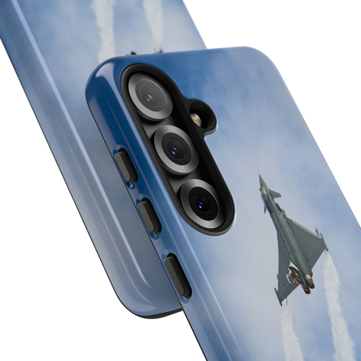 Italian Eurofighter climbing with twin white trails aviation photo Samsung Galaxy tough phone case – view 21