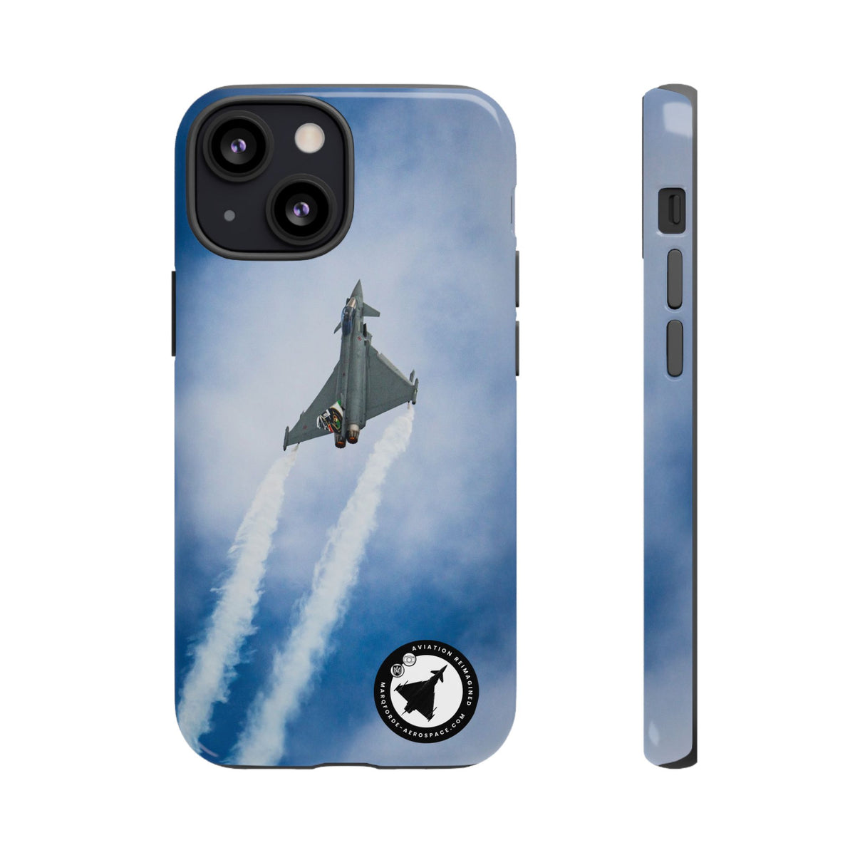 Italian Eurofighter climbing with twin white trails aviation photo iPhone tough phone case – view 10