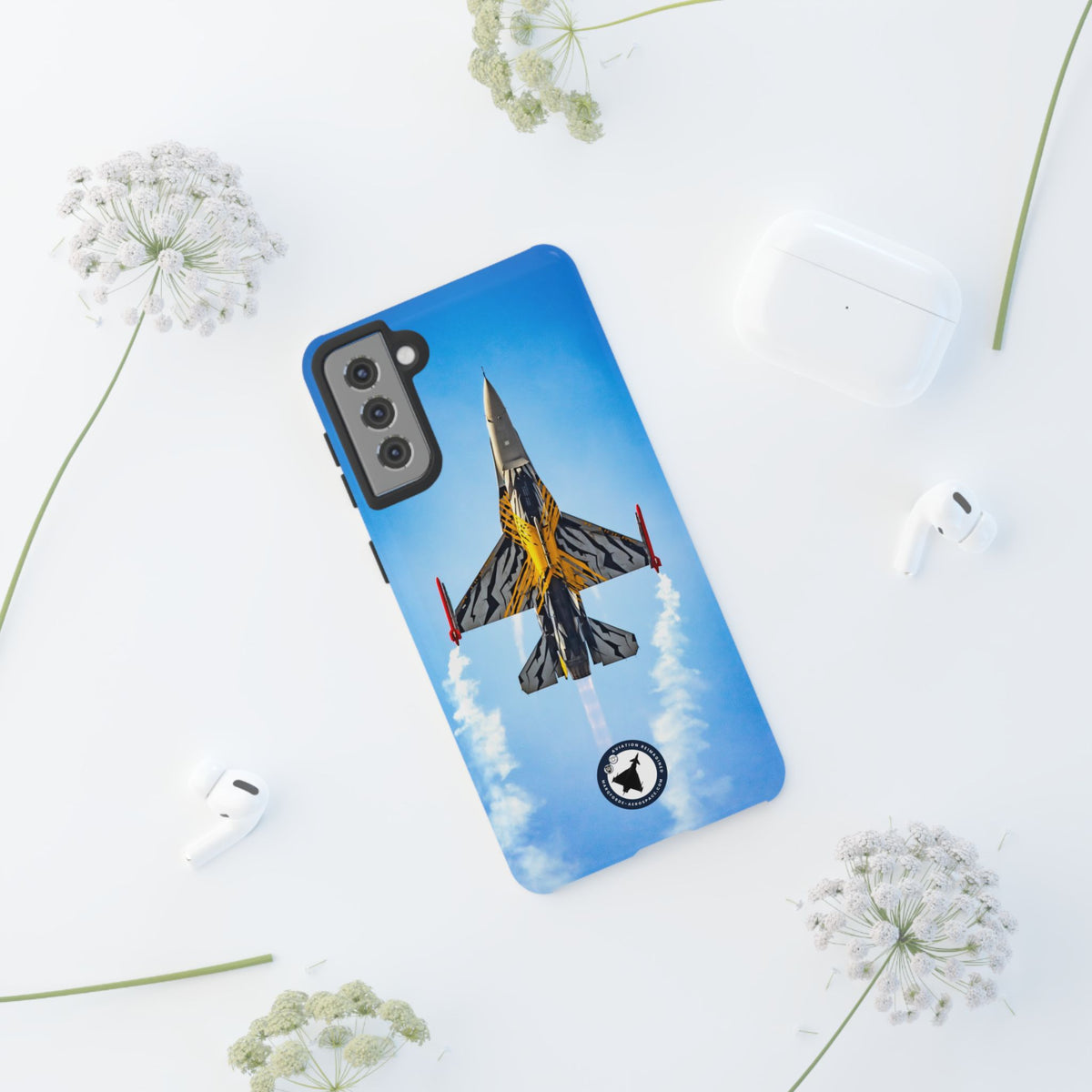 Belgian tiger-striped F-16 climbing vertically aviation photo Samsung Galaxy tough phone case – view 25
