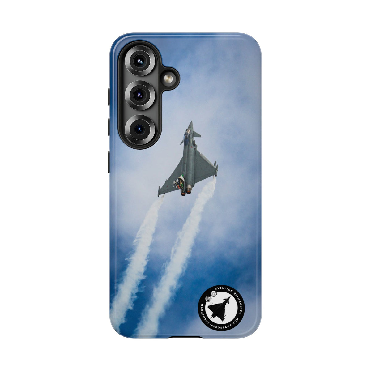 Italian Eurofighter climbing with twin white trails aviation photo Samsung Galaxy tough phone case