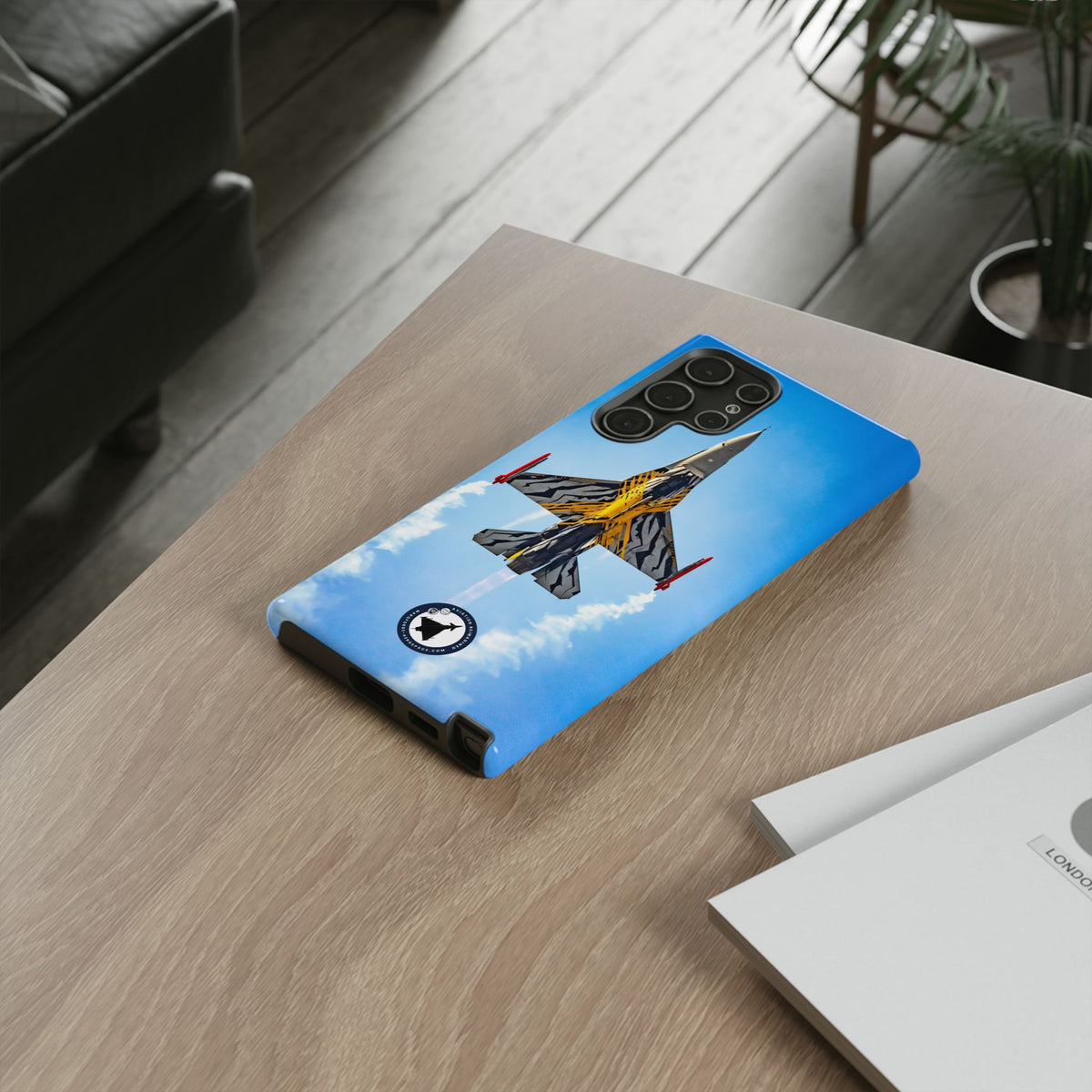 Belgian tiger-striped F-16 climbing vertically aviation photo Samsung Galaxy tough phone case – view 31