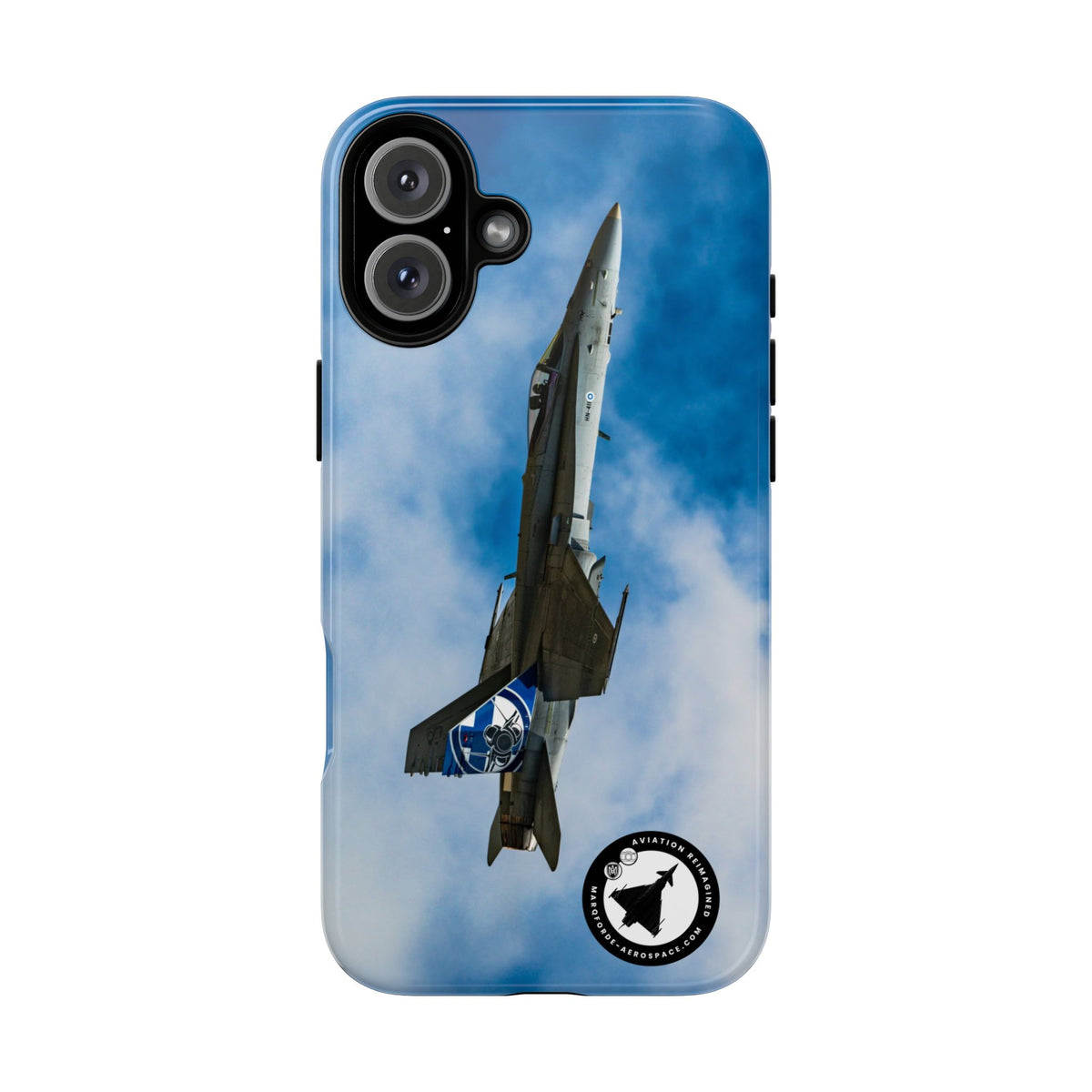 Finnish Hornet climbing with blue and white tail art aviation photo iPhone tough phone case – view 15
