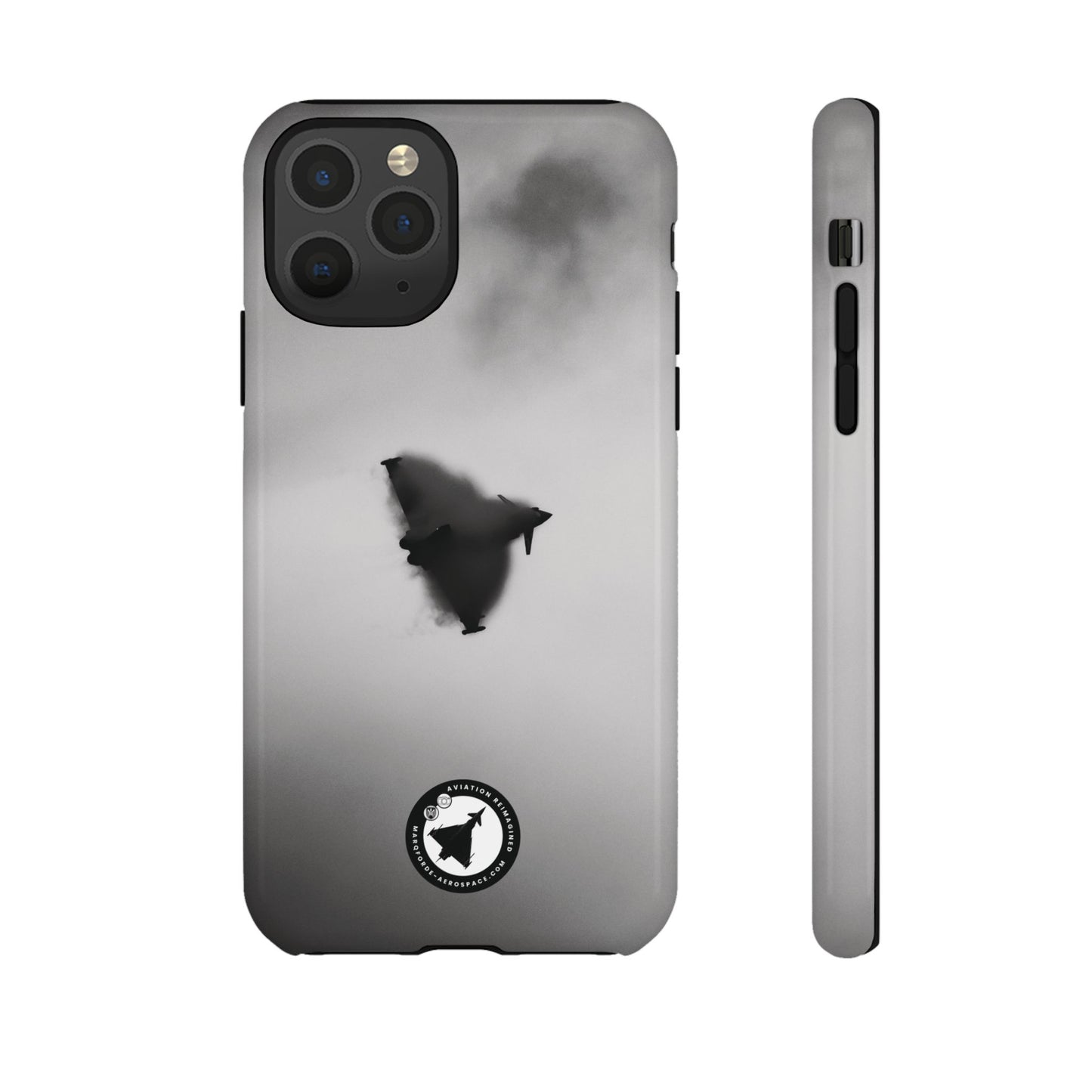 Sleek iPhone Case with Eurofighter Typhoon in Cloud Cover Design