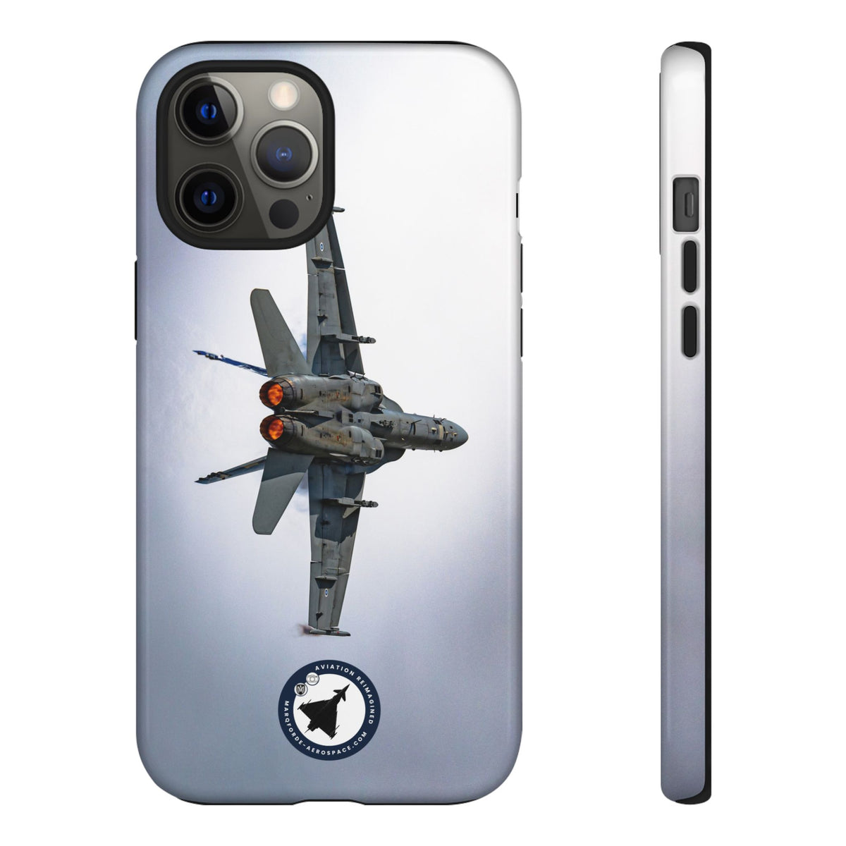 Finnish F/A-18 Hornet turning with afterburners lit aviation photo iPhone tough phone case – view 14