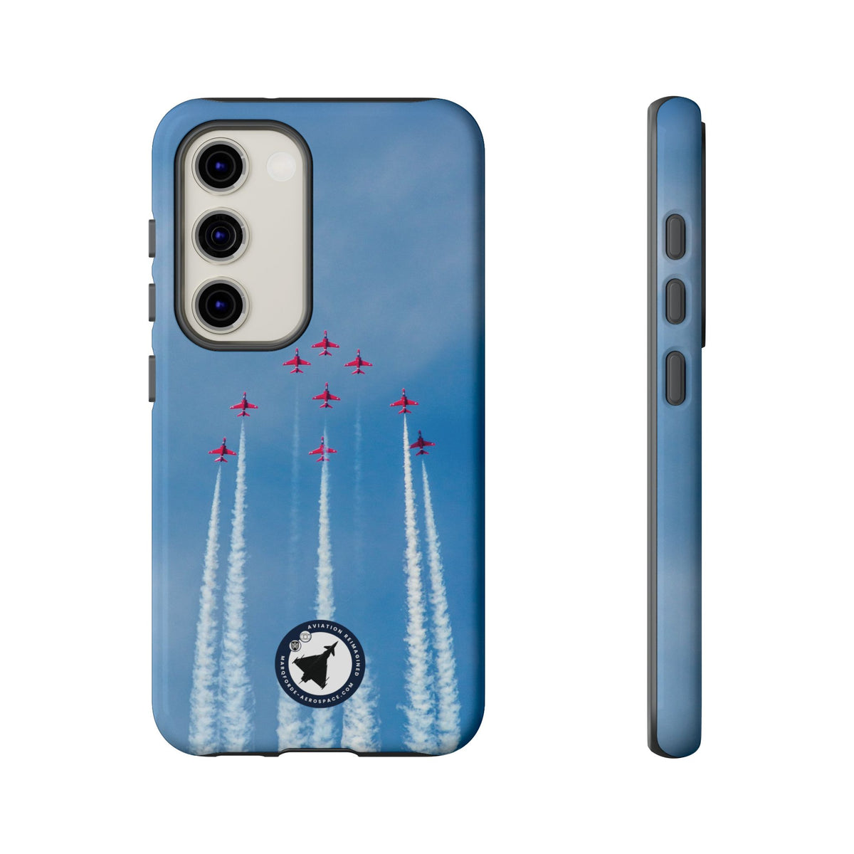 Nine Red Arrows Hawks climbing with white smoke aviation photo Samsung Galaxy tough phone case – view 13
