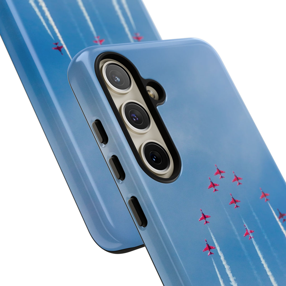 Nine Red Arrows Hawks climbing with white smoke aviation photo Samsung Galaxy tough phone case – view 44