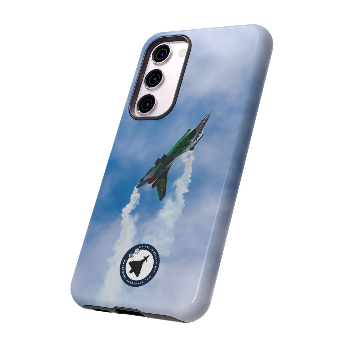 Green and black Belgian F-16 climbing with smoke aviation photo Samsung Galaxy tough phone case – view 37