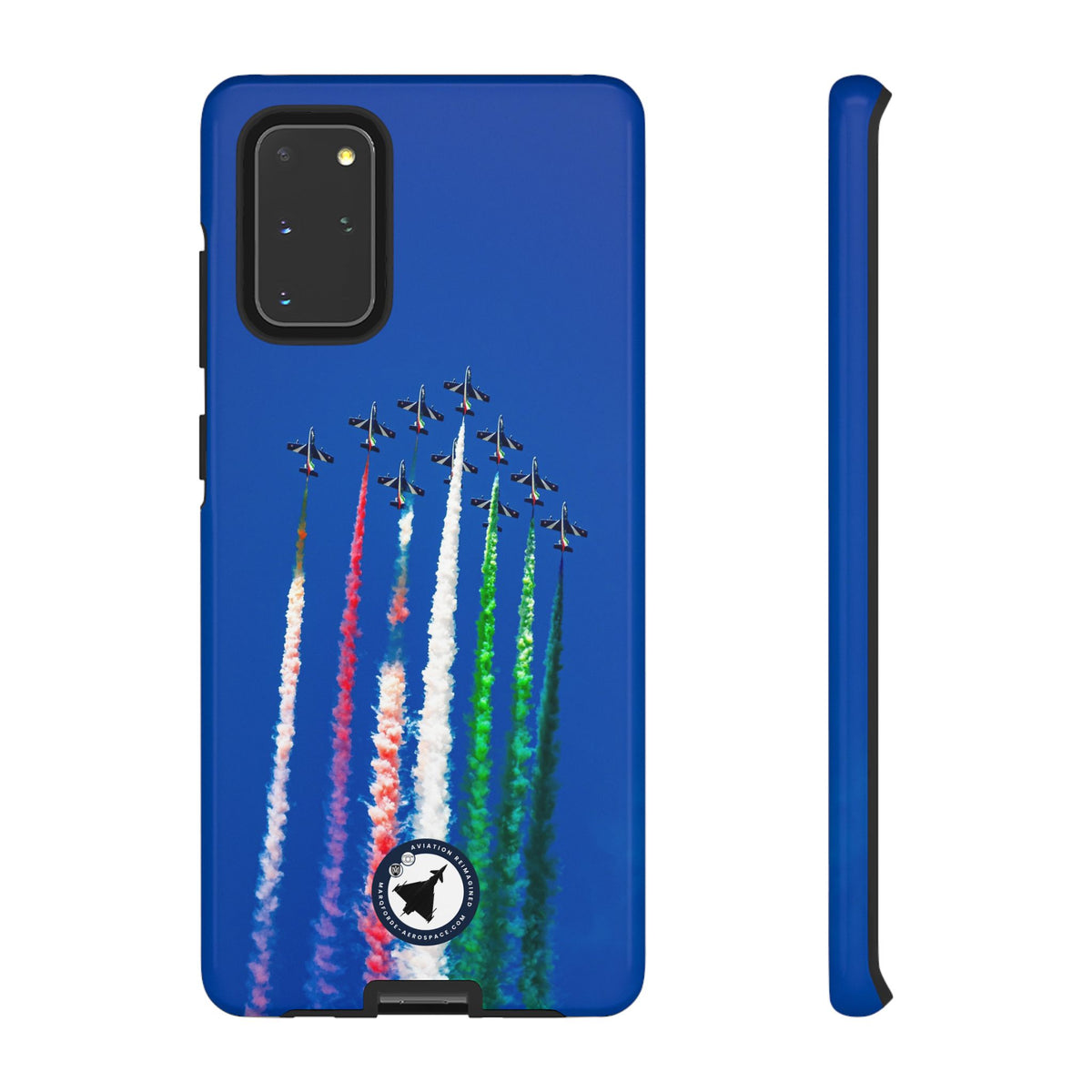 Frecce Tricolori formation trailing tricolour smoke aviation photo Samsung Galaxy tough phone case – view 8
