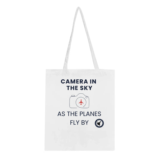 Aviation-Themed Tote Bag – Camera In The Sky Bold Print