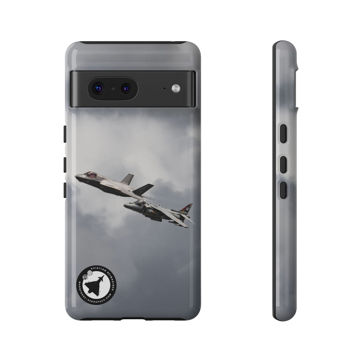 RAF F-35B and Spanish Navy Harrier in formation aviation photo Google Pixel tough phone case – view 2
