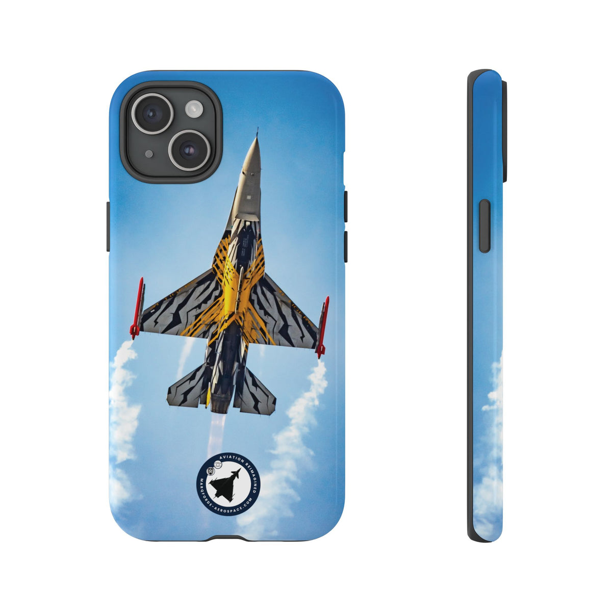 Belgian tiger-striped F-16 climbing vertically aviation photo iPhone tough phone case – view 2