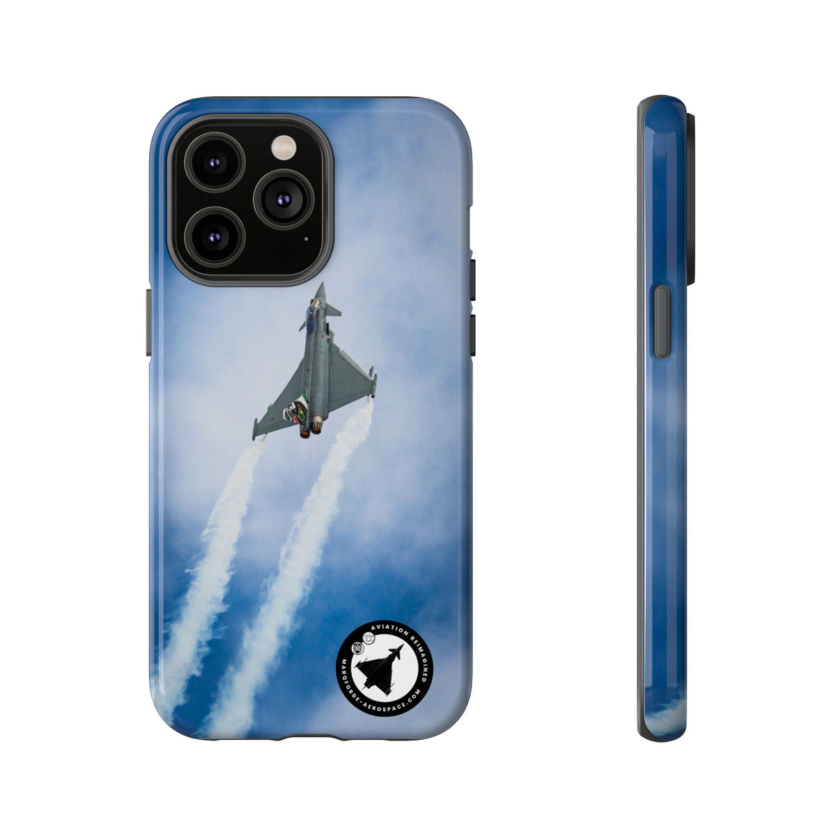 Italian Eurofighter climbing with twin white trails aviation photo iPhone tough phone case – view 13