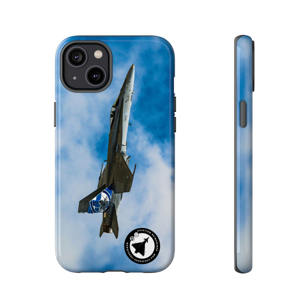 Finnish Hornet climbing with blue and white tail art aviation photo iPhone tough phone case – view 11