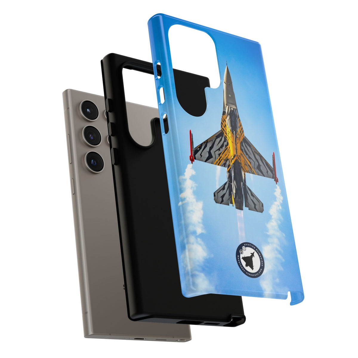 Belgian tiger-striped F-16 climbing vertically aviation photo Samsung Galaxy tough phone case – view 49