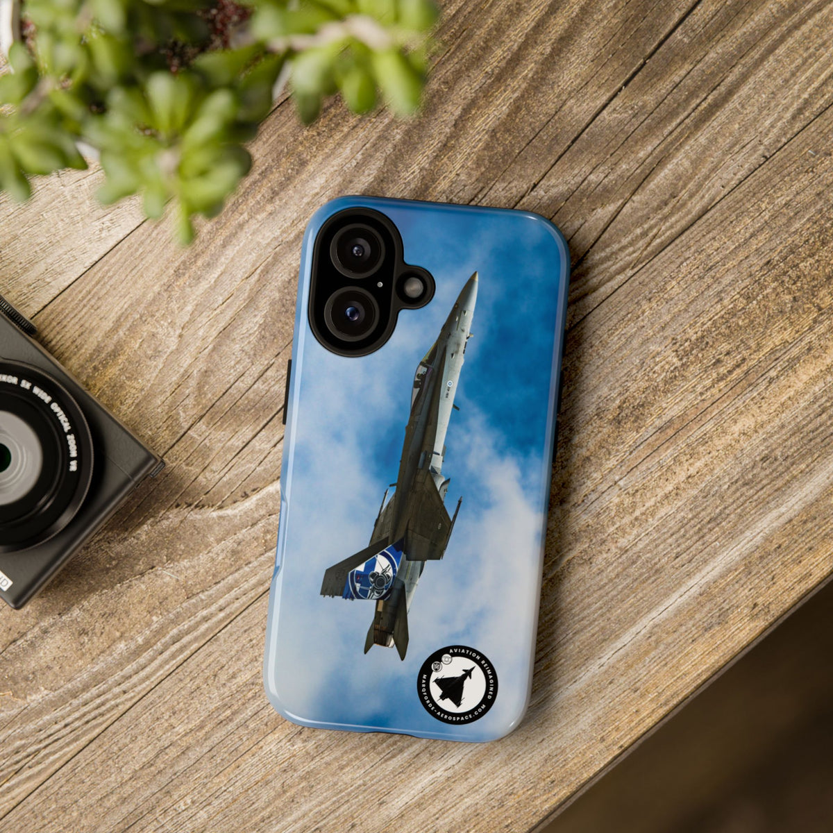 Finnish Hornet climbing with blue and white tail art aviation photo iPhone tough phone case – view 29