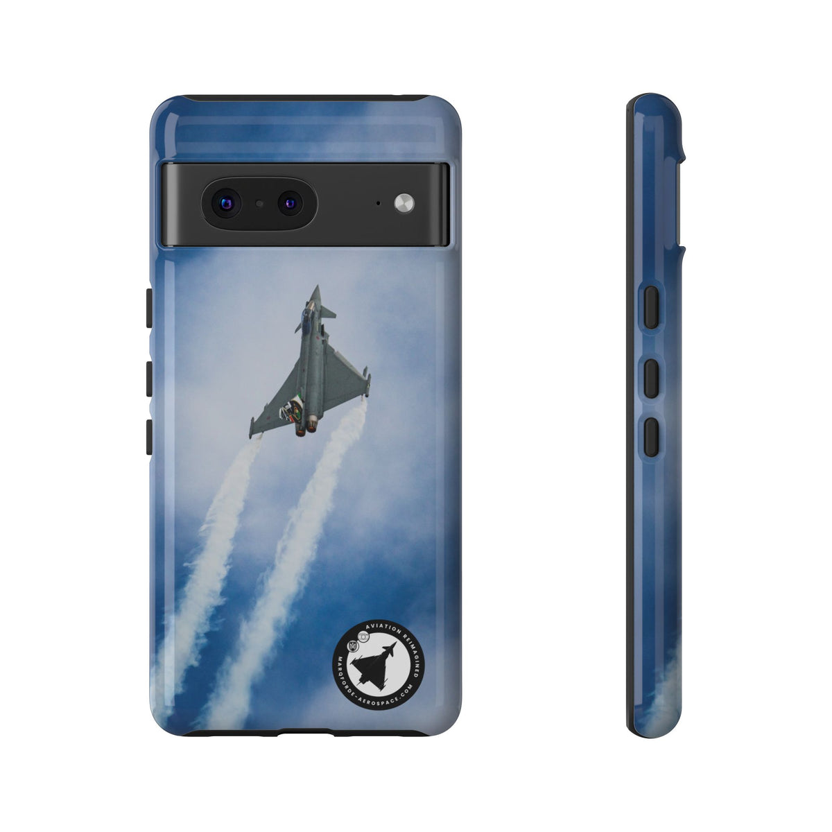 Italian Eurofighter climbing with twin white trails aviation photo Google Pixel tough phone case – view 2