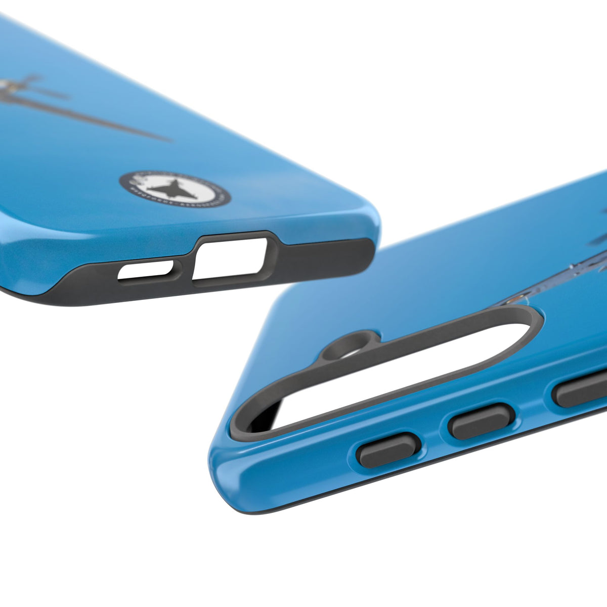 Camouflaged RAF Spitfire banking in a blue sky aviation photo Samsung Galaxy tough phone case – view 44