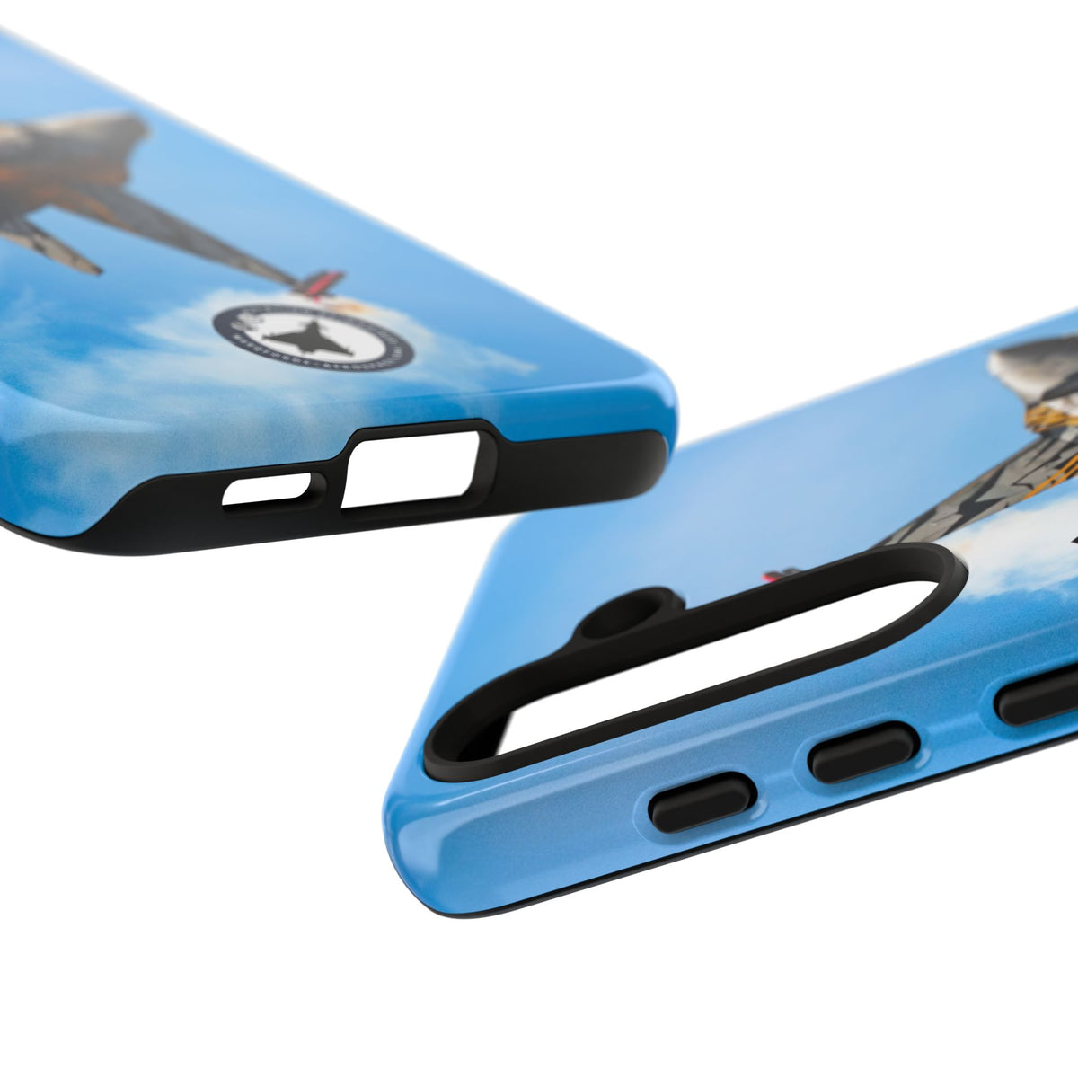 Tiger-striped Belgian F-16 banking hard with smoke aviation photo Samsung Galaxy tough phone case – view 42
