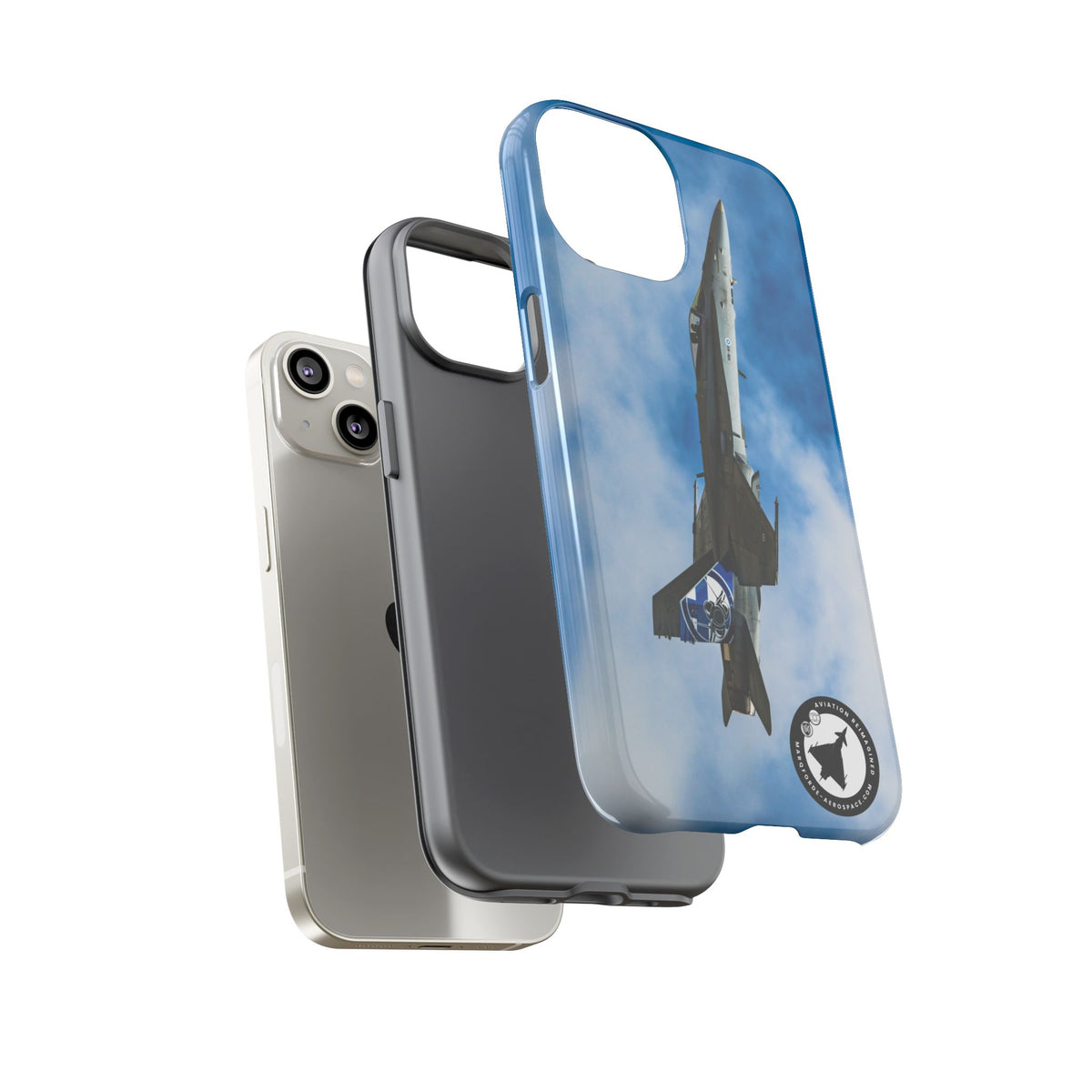 Finnish Hornet climbing with blue and white tail art aviation photo iPhone tough phone case – view 18