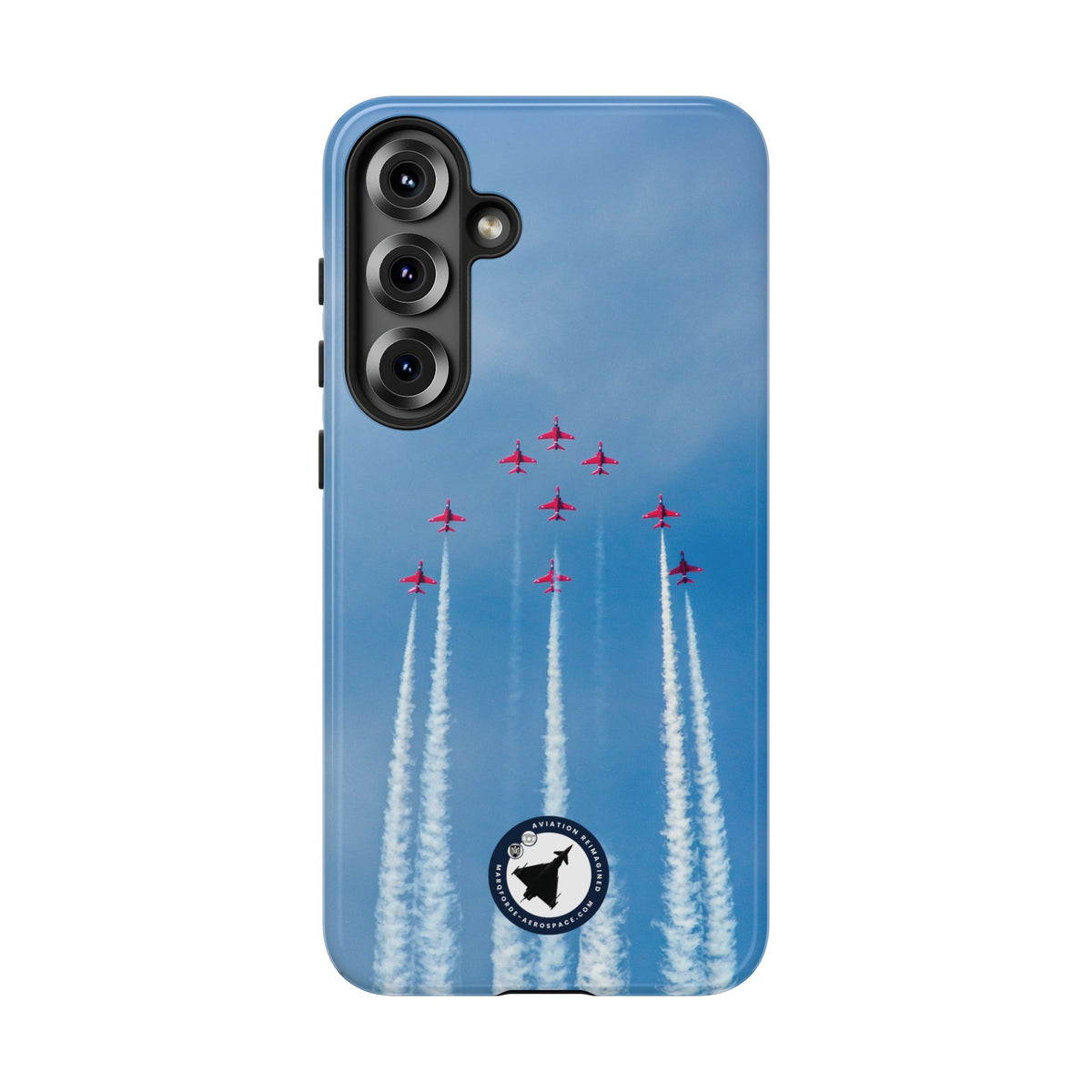 Nine Red Arrows Hawks climbing with white smoke aviation photo Samsung Galaxy tough phone case – view 20