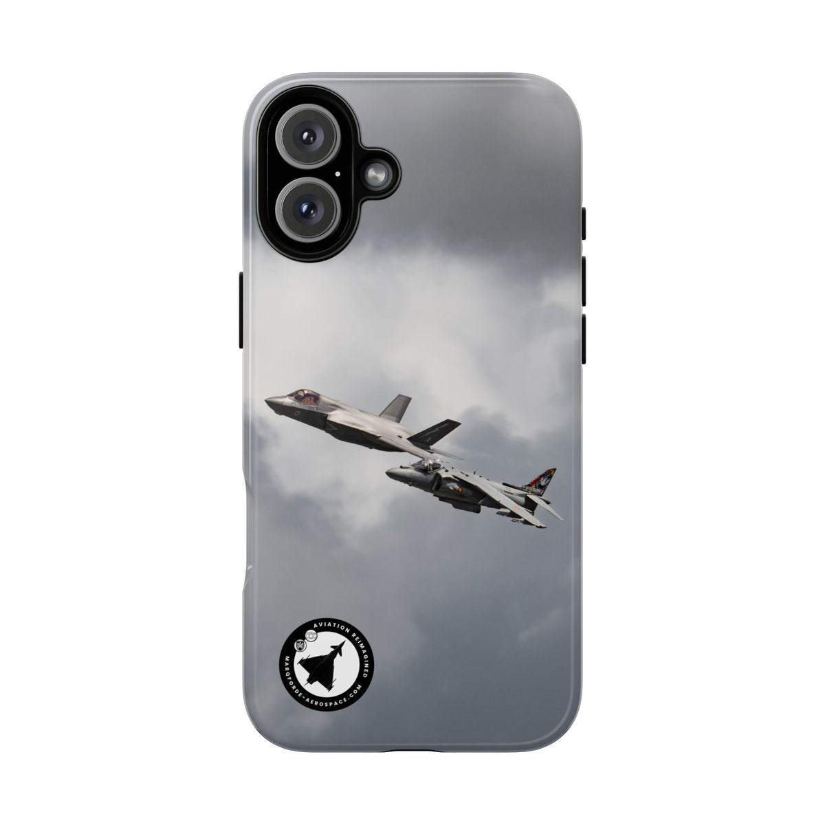 RAF F-35B and Spanish Navy Harrier in formation aviation photo iPhone tough phone case – view 11