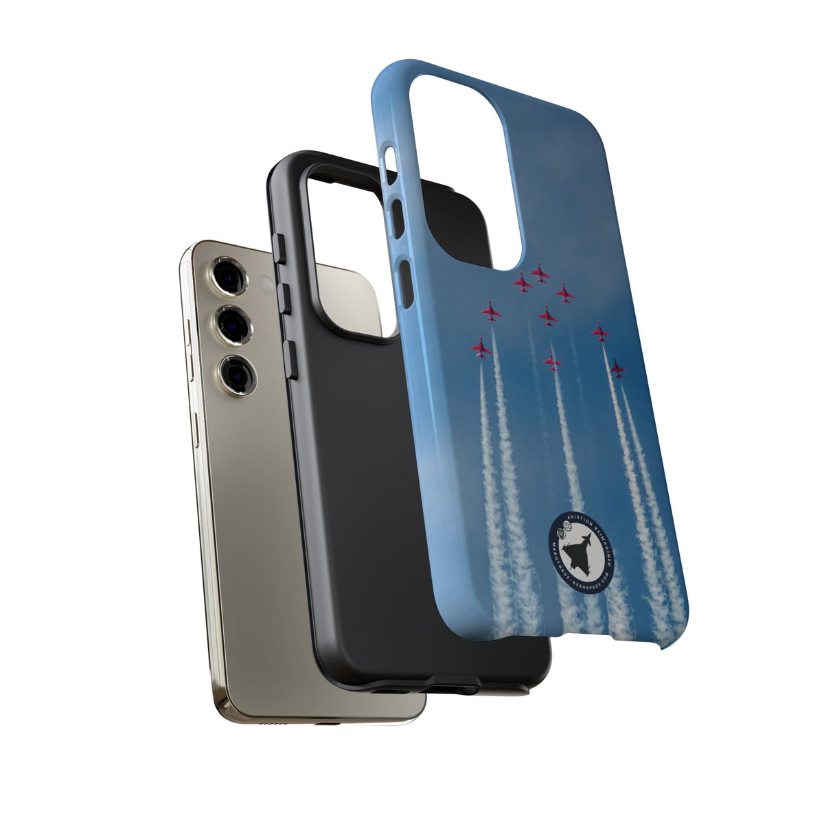 Nine Red Arrows Hawks climbing with white smoke aviation photo Samsung Galaxy tough phone case – view 33