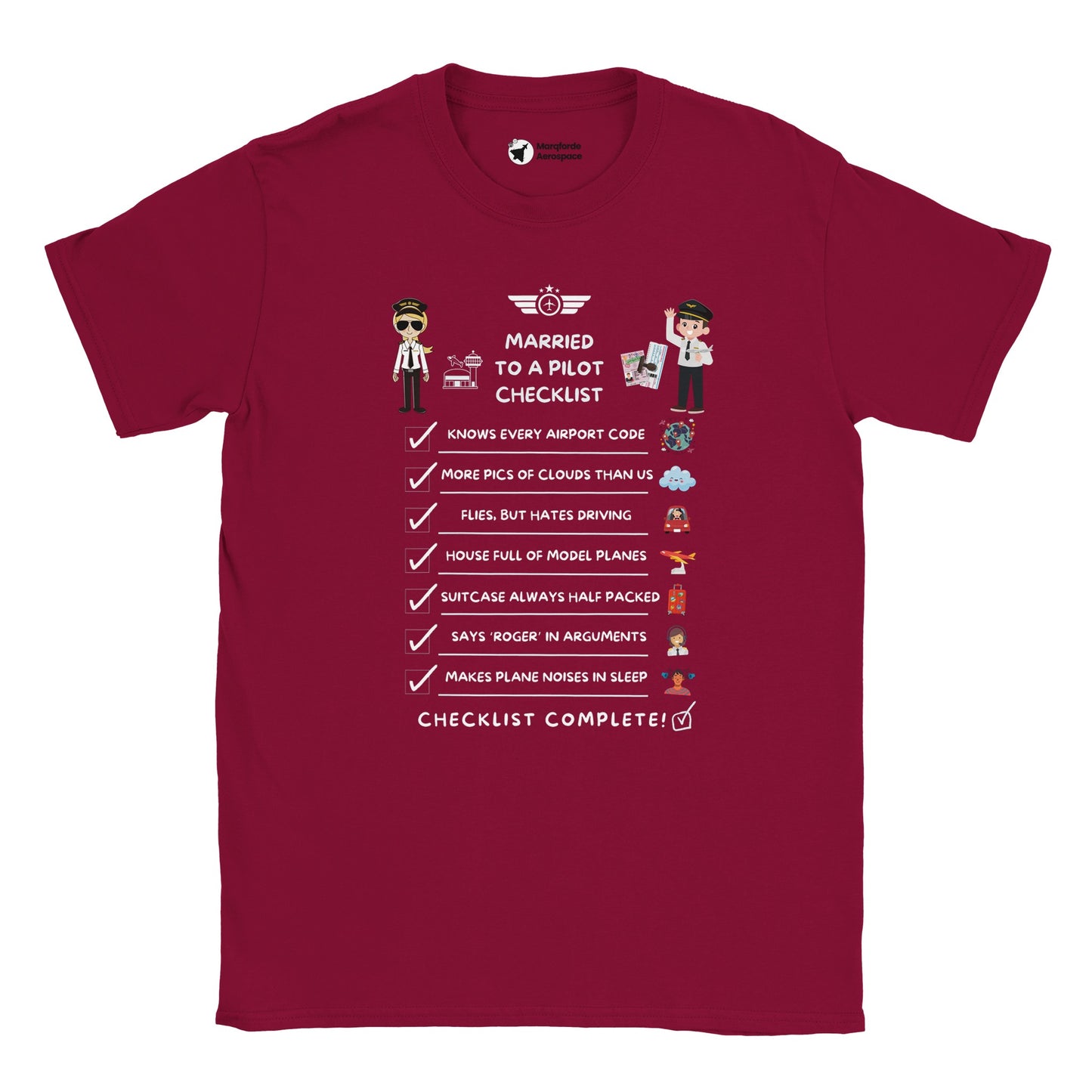 Married to a Pilot Checklist Unisex T-Shirt – Fun Aviation Apparel