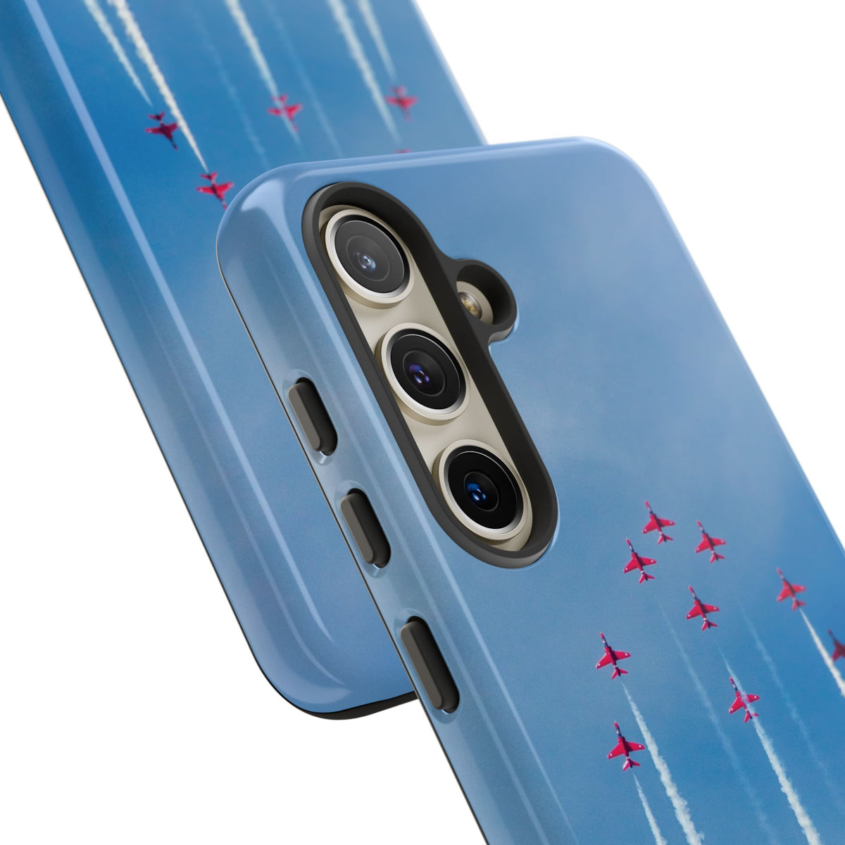 Nine Red Arrows Hawks climbing with white smoke aviation photo Samsung Galaxy tough phone case – view 41
