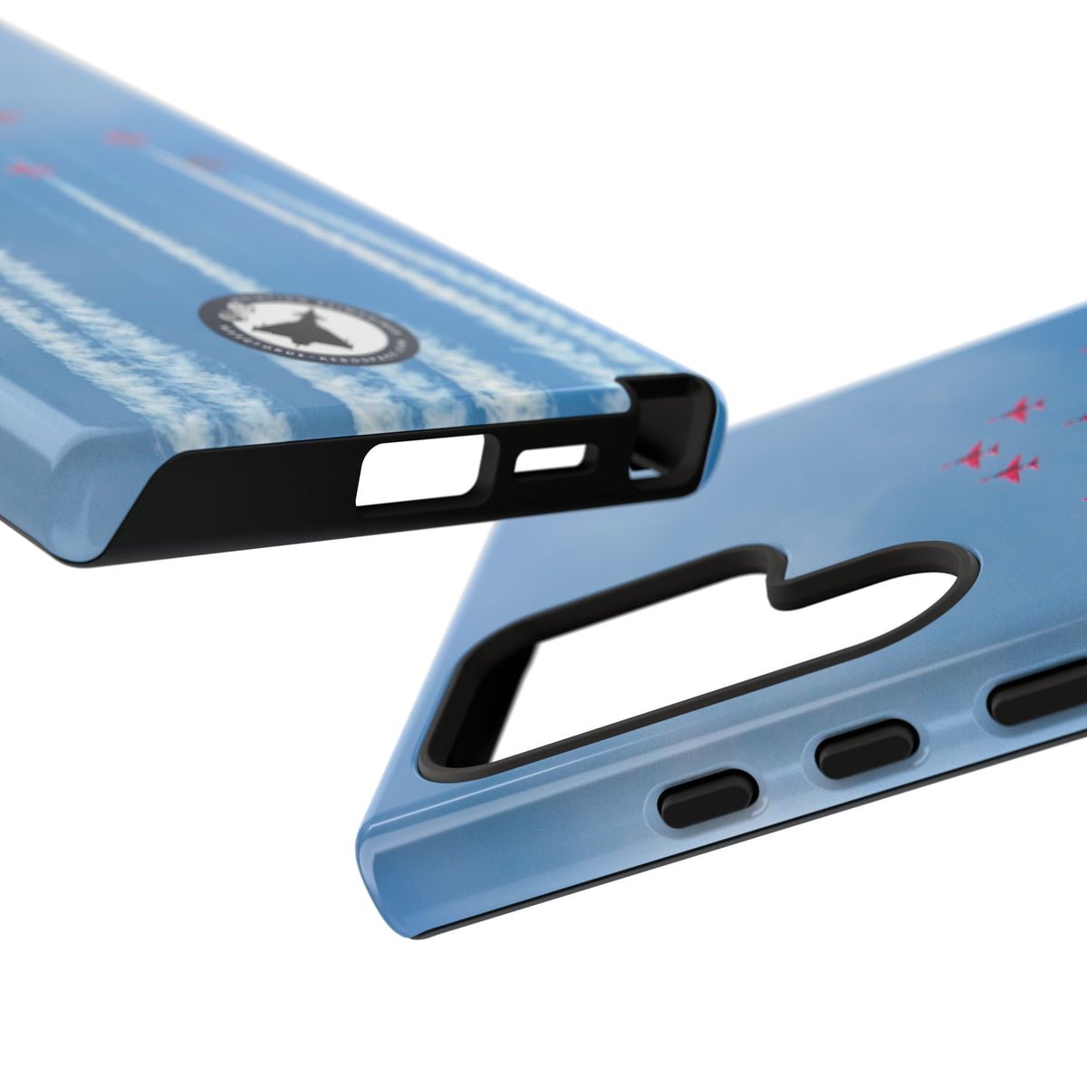 Nine Red Arrows Hawks climbing with white smoke aviation photo Samsung Galaxy tough phone case – view 48