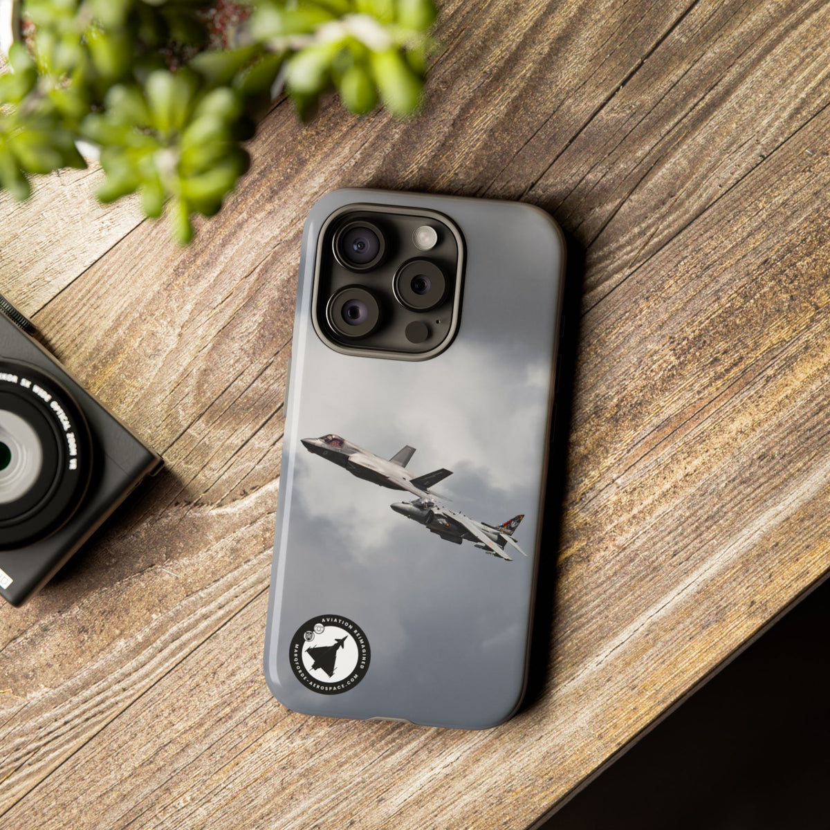 RAF F-35B and Spanish Navy Harrier in formation aviation photo iPhone tough phone case – view 33