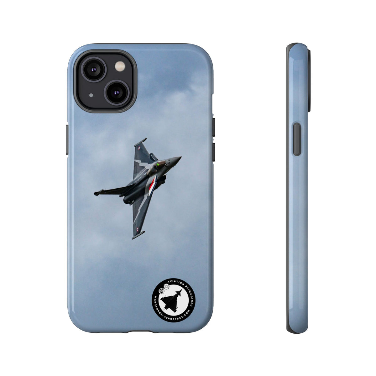 Dark grey striped Rafale banking nose-high in cloud aviation photo iPhone tough phone case – view 11