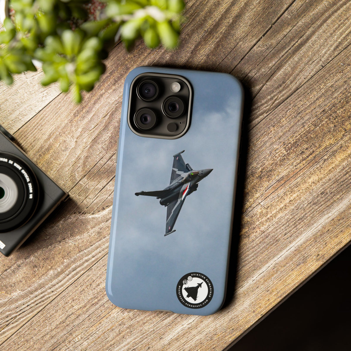 Dark grey striped Rafale banking nose-high in cloud aviation photo iPhone tough phone case – view 54
