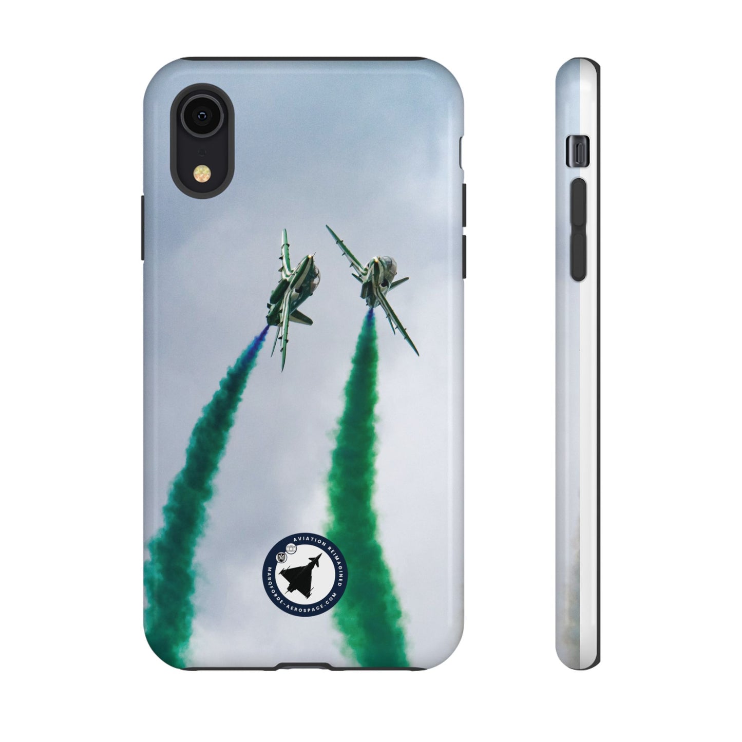 Sleek iPhone Case Featuring Royal Saudi Hawks Formation Flight
