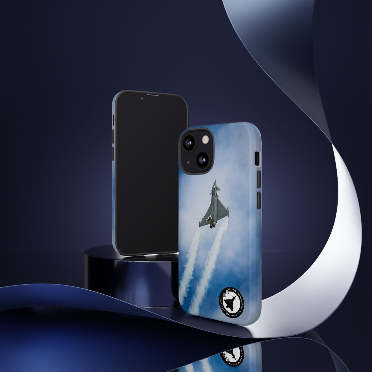 Italian Eurofighter climbing with twin white trails aviation photo iPhone tough phone case – view 23