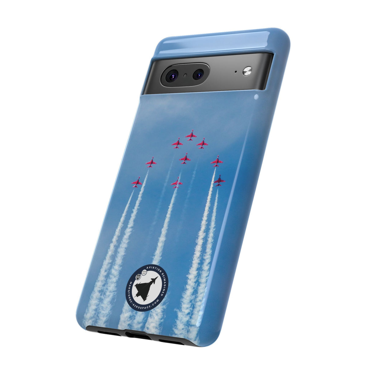 Nine Red Arrows Hawks climbing with white smoke aviation photo Google Pixel tough phone case – view 9