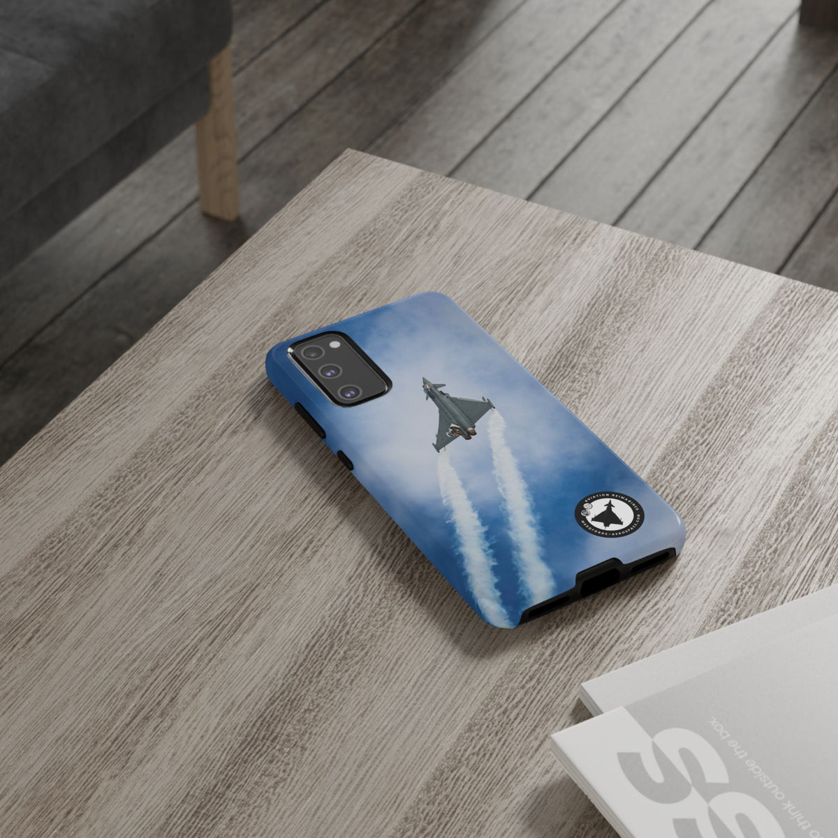 Italian Eurofighter climbing with twin white trails aviation photo Samsung Galaxy tough phone case – view 27