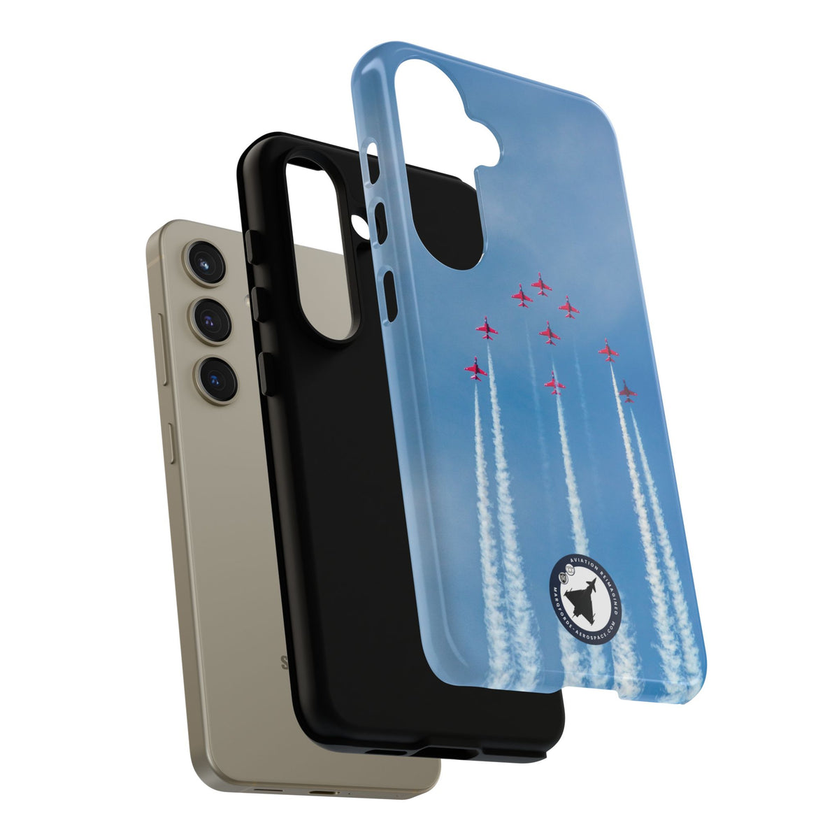 Nine Red Arrows Hawks climbing with white smoke aviation photo Samsung Galaxy tough phone case – view 43