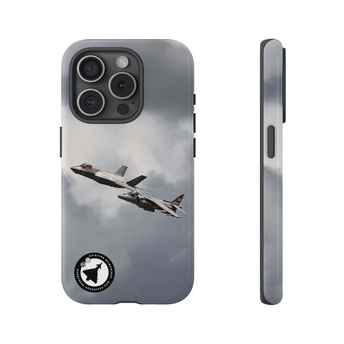 RAF F-35B and Spanish Navy Harrier in formation aviation photo iPhone tough phone case – view 8