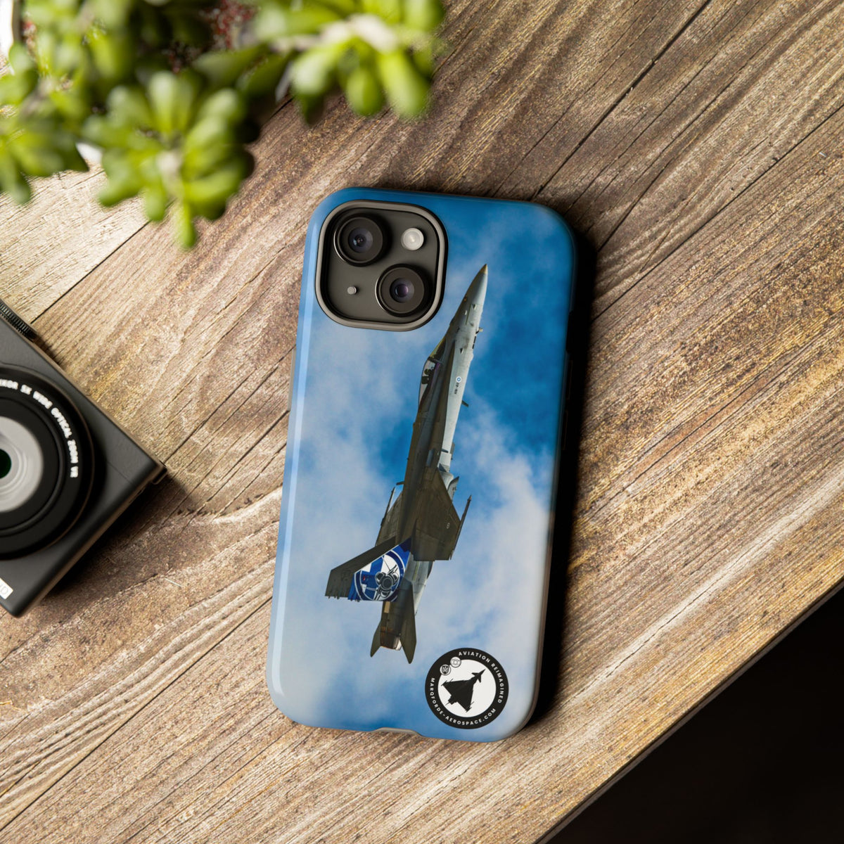 Finnish Hornet climbing with blue and white tail art aviation photo iPhone tough phone case – view 24