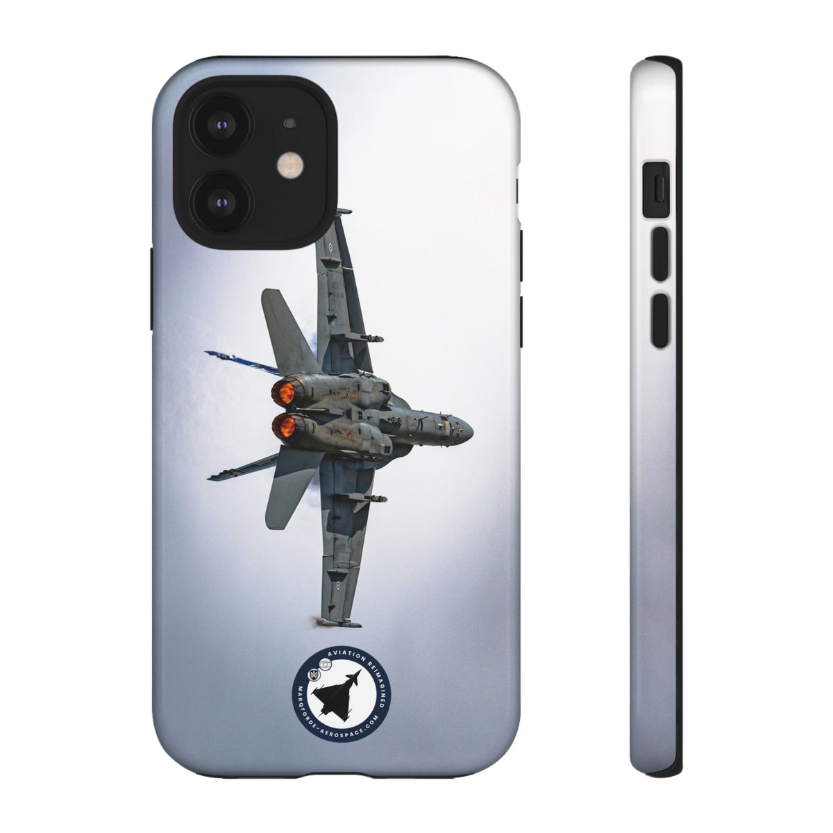 Finnish F/A-18 Hornet turning with afterburners lit aviation photo iPhone tough phone case – view 12