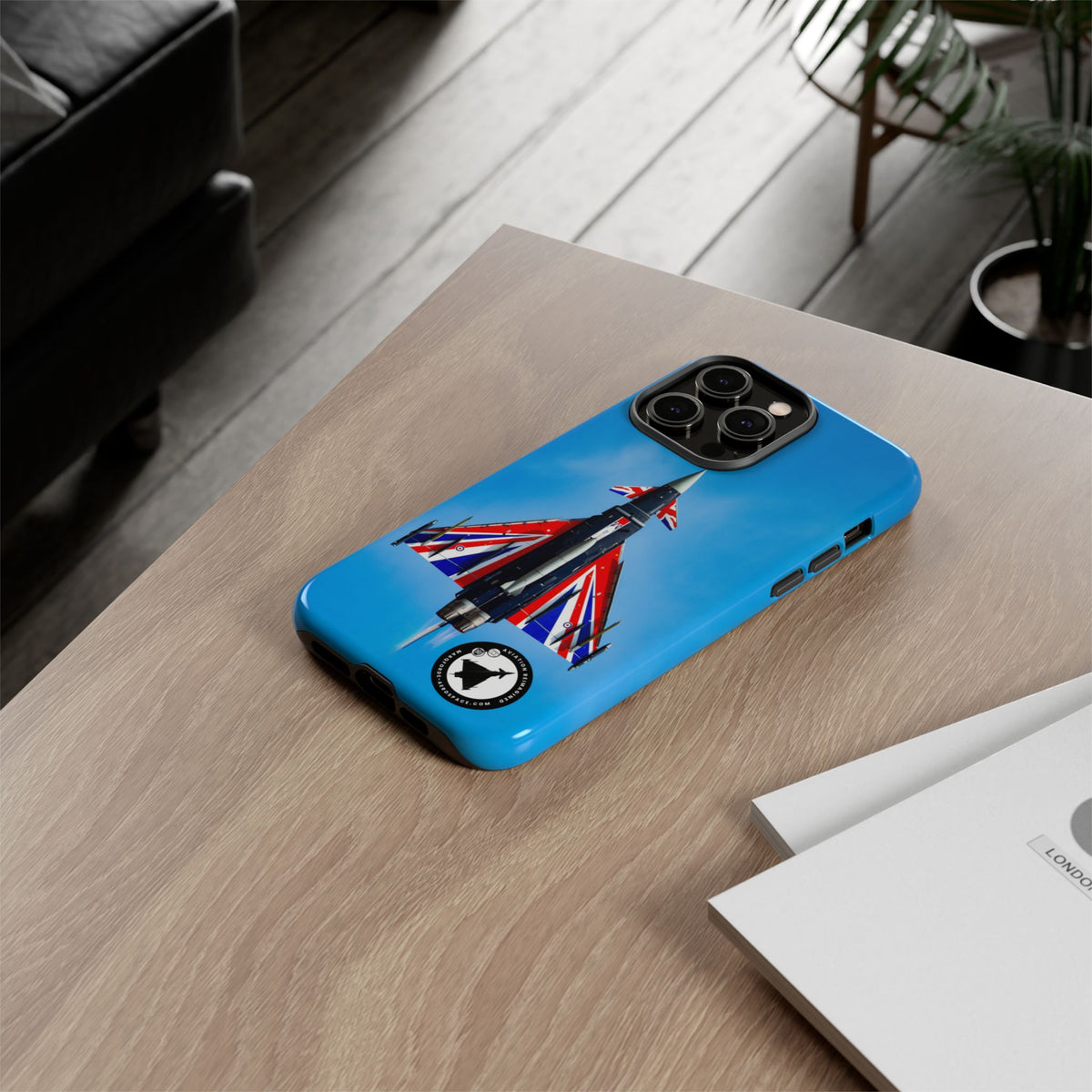 Union Flag Typhoon Blackjack climbing, seen from below aviation photo iPhone tough phone case – view 33