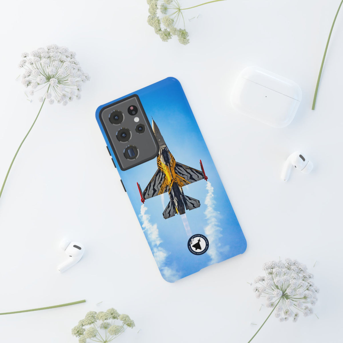 Belgian tiger-striped F-16 climbing vertically aviation photo Samsung Galaxy tough phone case – view 26